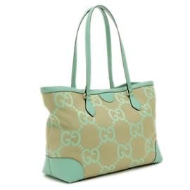 Gucci-Gucci Jumbo GG Offdia Medium Tote Bag-Beige,Green
