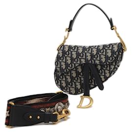 Christian Dior-Christian Dior Dior Oblique Jacquard Saddle Bag-Navy blue