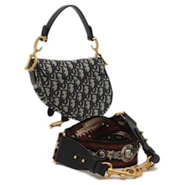 Christian Dior-Christian Dior Dior Oblique Jacquard Saddle Bag-Navy blue