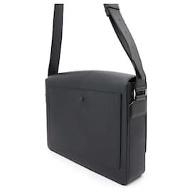Valextra-Valextra Men's Black Leather Shoulder Bag-Black