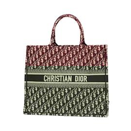 Christian Dior-Christian Dior Dior Book Tote Bag - Large Oblique Embroidery in Red-Red