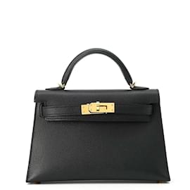 Hermès-Sac à main Hermes Mini Kelly-Noir