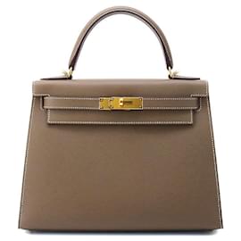 Hermès-Hermes Kelly 28 Handbag in Etoupe Gray-Taupe