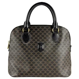 Céline-Celine Handbag in Macadam Coated Canvas-Brown,Black