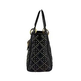 Christian Dior-Christian Dior Black and Gold Leather Handbag-Black,Golden