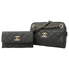 Chanel-Chanel Black Grained Calfskin Shoulder Bag-Black