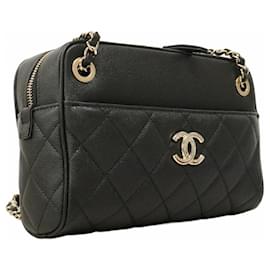 Chanel-Chanel Black Grained Calfskin Shoulder Bag-Black