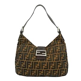 Fendi-Sac à épaule en toile nylon marron Fendi-Marron
