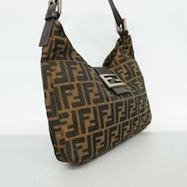 Fendi-Fendi Brown Nylon Canvas Shoulder Bag-Brown