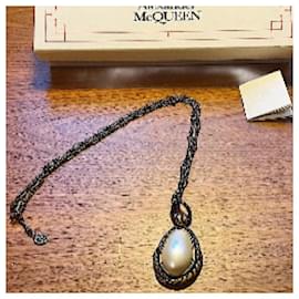 Alexander Mcqueen-Authentic Alexander McQueen Runway Opaque Glass Snake Necklace-Gold hardware