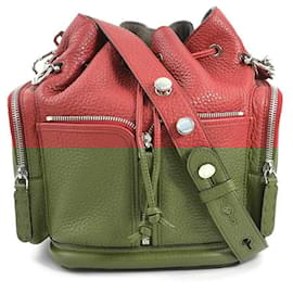Fendi-Fendi Montresor Leather Shoulder Bag-Red,Dark red