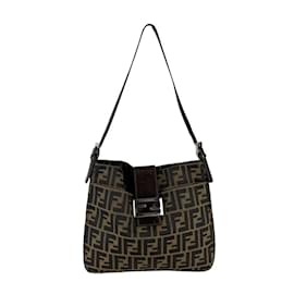 Fendi-Sac à main en toile nylon marron Fendi-Marron