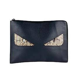 Fendi-Pochette en cuir noir Fendi-Noir