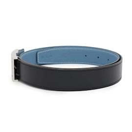 Hermès-Cinto Hermes Kara em preto e jeans azul-Preto,Azul