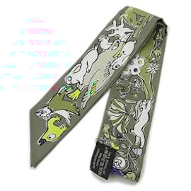 Hermès-Hermes Twilly Scarf - Thousand and One Rabbits-Other