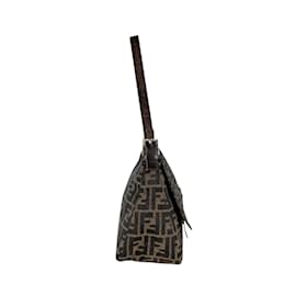Fendi-Sac à épaule en toile nylon marron Fendi-Marron