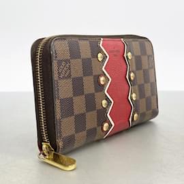 Louis Vuitton-Louis Vuitton Long Wallet in Coquelicot and Ebene-Red,Damier ebene