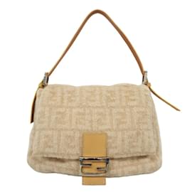 Fendi-Sac à bandoulière Fendi Zucca Mamma Bucket-Beige
