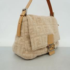 Fendi-Fendi Zucca Mamma Bucket Shoulder Bag-Beige