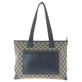 Gucci-Gucci Black GG Canvas and Leather Tote Bag-Black