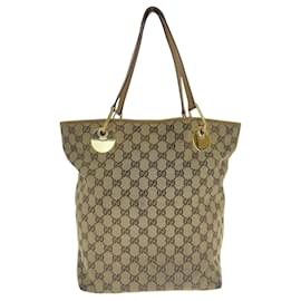 Gucci-Gucci Beige and Brown GG Canvas Leather Tote Bag-Brown,Beige