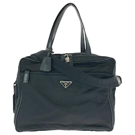 Prada-Prada Tessuto Triangle Logo Plate Business Bag-Black