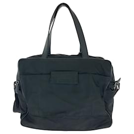 Prada-Prada Tessuto Triangle Logo Plate Business Bag-Black