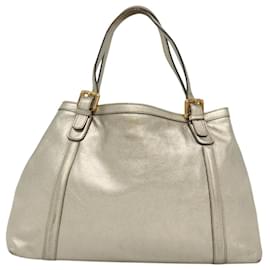 Gucci-GUCCI Interlocking Tote Bag Leather Gold 162094 Auth KD453-Golden