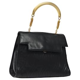 Fendi-Sac à main en cuir FENDI Pasta noir Auth BD1700-Noir