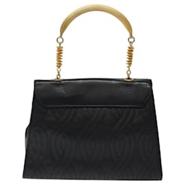 Fendi-FENDI Pasta Hand Bag Leather Black Auth BD1700-Black