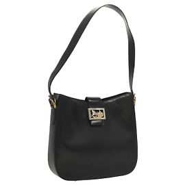 Céline Borsa a Spalla CELINE in Pelle Nera Oro Auth MX169 Nero D'oro