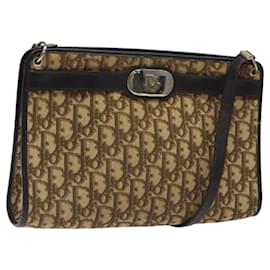 Christian Dior-Christian Dior Trotter Canvas Shoulder Bag Beige Gold Auth 116060-Beige,Golden