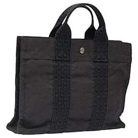Hermès-HERMES Sac Tote PM Her Line Toile Gris Argent Auth BD1768-Marron,Argenté