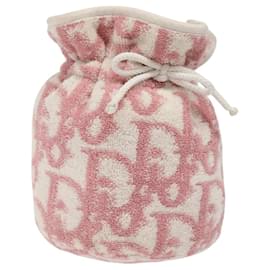 Christian Dior-Christian Dior Trotter Canvas Pouch Pile Pink Auth BD1717-Pink