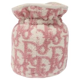 Christian Dior-Christian Dior Trotter Canvas Pouch Pile Pink Auth BD1717-Pink