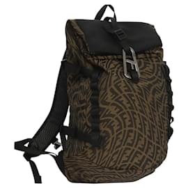 Fendi-FENDI Zucca Canvas Backpack Brown Black Auth ac3732-Brown,Black