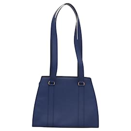 Céline-CELINE Shoulder Bag Leather Blue Gold Auth KD413-Blue,Golden