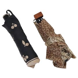 Céline CELINE C Macadam Canvas Umbrella 2Set Black Brown Auth bs23775 Brown Black