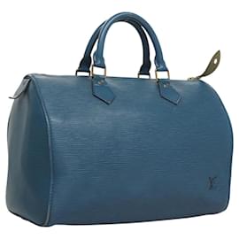 Louis Vuitton-LOUIS VUITTON Epi Speedy 30 Hand Bag Toledo Blue M43005 LV Auth KD307-Blue