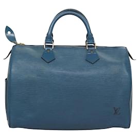Louis Vuitton-LOUIS VUITTON Epi Speedy 30 Hand Bag Toledo Blue M43005 LV Auth KD307-Blue