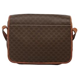 Céline-CELINE Macadam Canvas Shoulder Bag PVC Leather Brown Gold Auth KD317-Brown,Golden