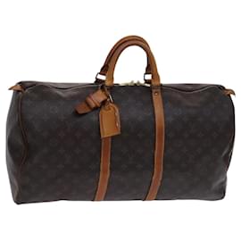 Louis Vuitton-LOUIS VUITTON Monogram Keepall 55 Boston Bag M41424 LV Auth BD1339-Monogram