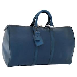 Louis Vuitton-LOUIS VUITTON Epi Keepall 50 Boston Bag Blue M42965 LV Auth 116722-Blue