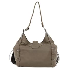 Céline-CELINE Shoulder Bag Leather Gray Auth BD1574-Brown