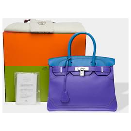 Hermès-HERMES Birkin 30 Bag in Blue Leather - 102625-Blue