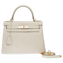 Hermès HERMES Kelly 28 Bag in Beige Leather - 102628 Beige