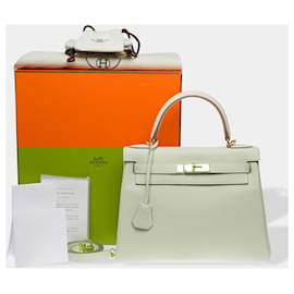Hermès-HERMES Kelly 28 Bag in Beige Leather - 102628-Beige