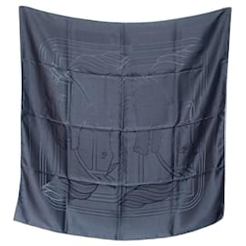 Hermès-Écharpe en soie noire Hermes-Noir