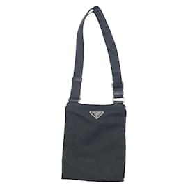 Prada-Prada Tessuto Triangle Logo Black Nylon Shoulder Bag-Black