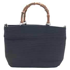 Gucci-Gucci Bamboo Black Polyester Handbag Tote Bag-Black